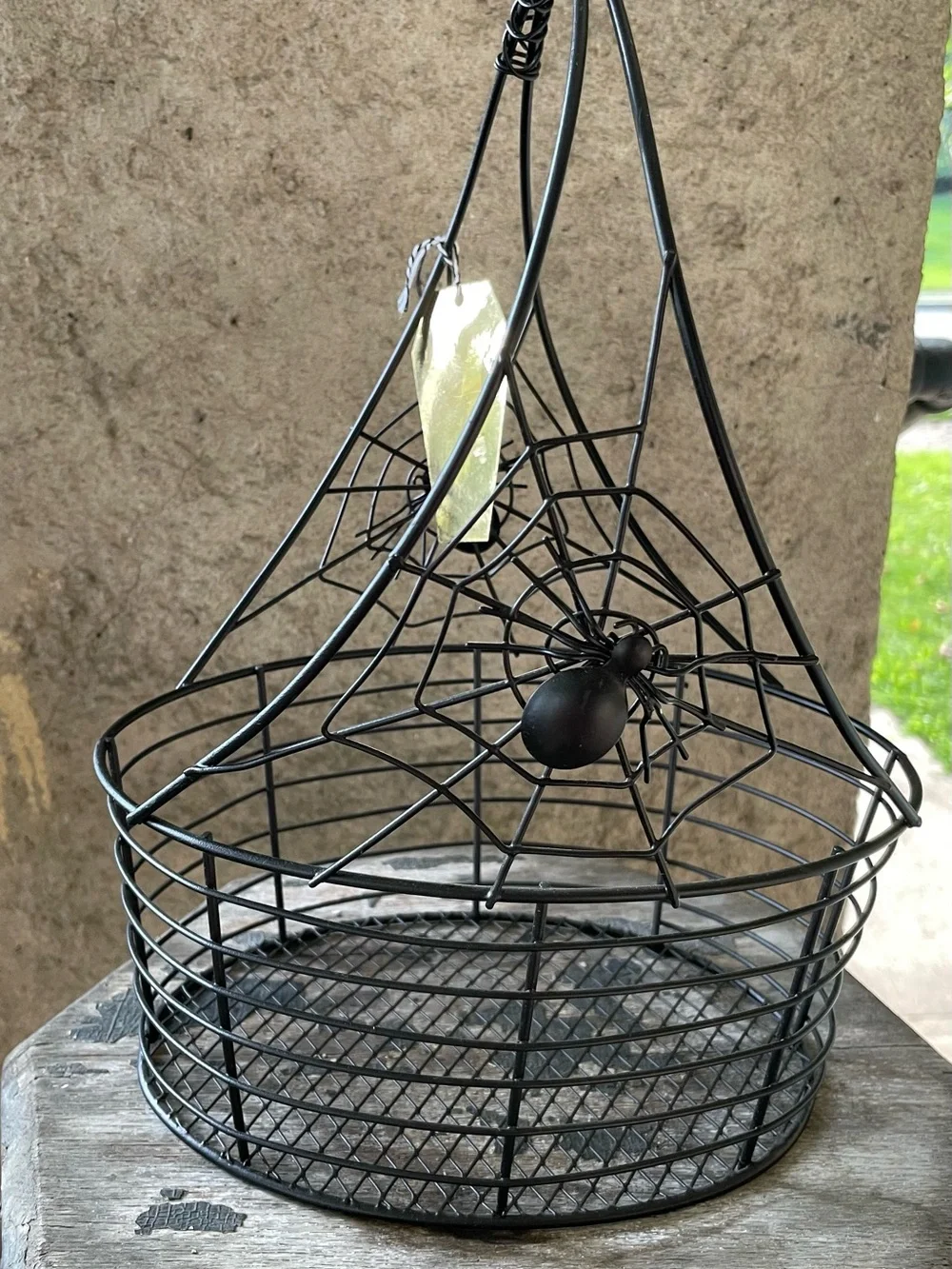 Halloween Party Decor / Wire Basket, Broomstick and Skeleton Wine Goblet (NEW)